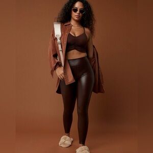Offline by Aerie Brown Real Luxe Faux Leather Leggings